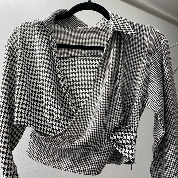 houndstooth crop long sleeve - Picture 1 of 1